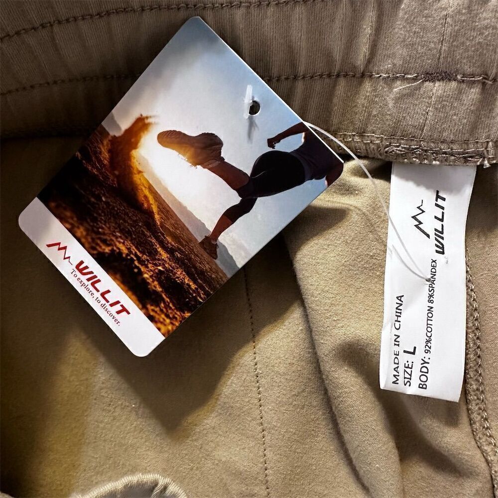 Willit Bermuda Tan Moisture Wicking Cotton Walking Shorts Elastic Waist Pockets - Picture 7 of 12